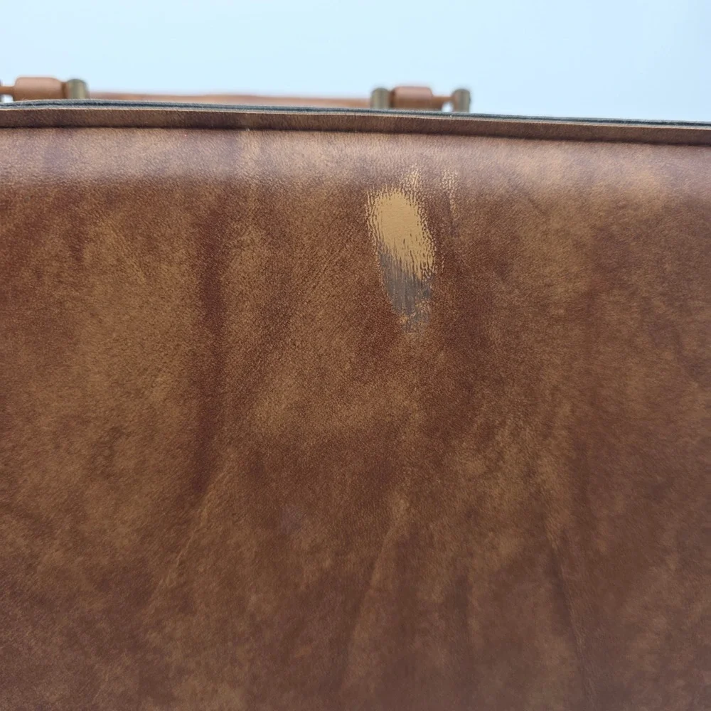 Vintage Travel Bar Case Brown Leather Mid Century Retro Speakeasy‎ Barware 1970s